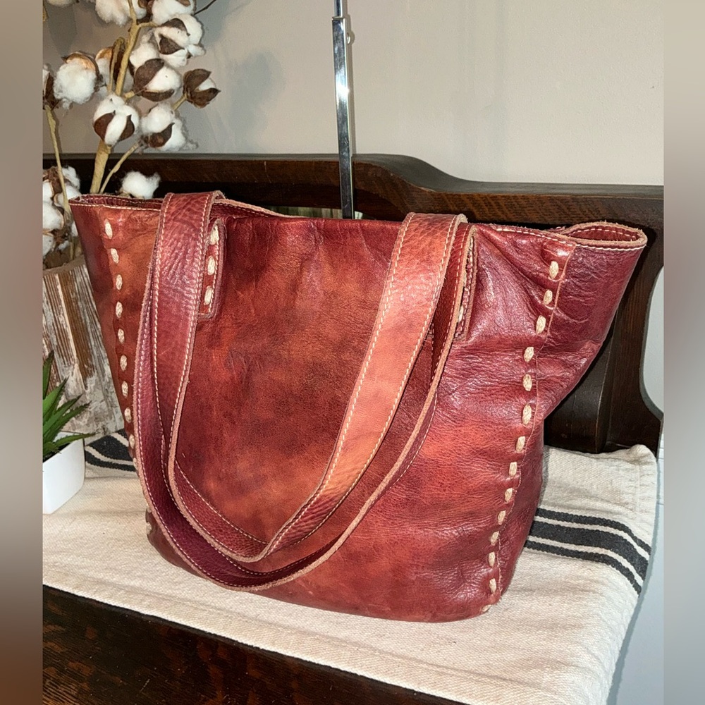 Bed Stu Leather Stevie Tote Shoulder Bag Merlot Deep Red Retail $255 - Picture 3 of 13